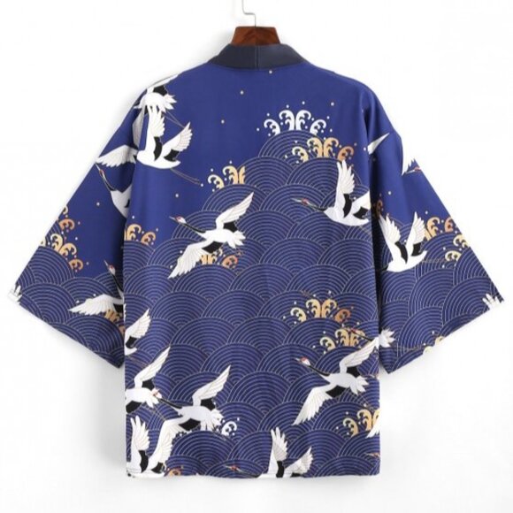 Zaful Men's Kimono Cardigan Open Front, Lapis Blue, S-3XL - Picture 2 of 6